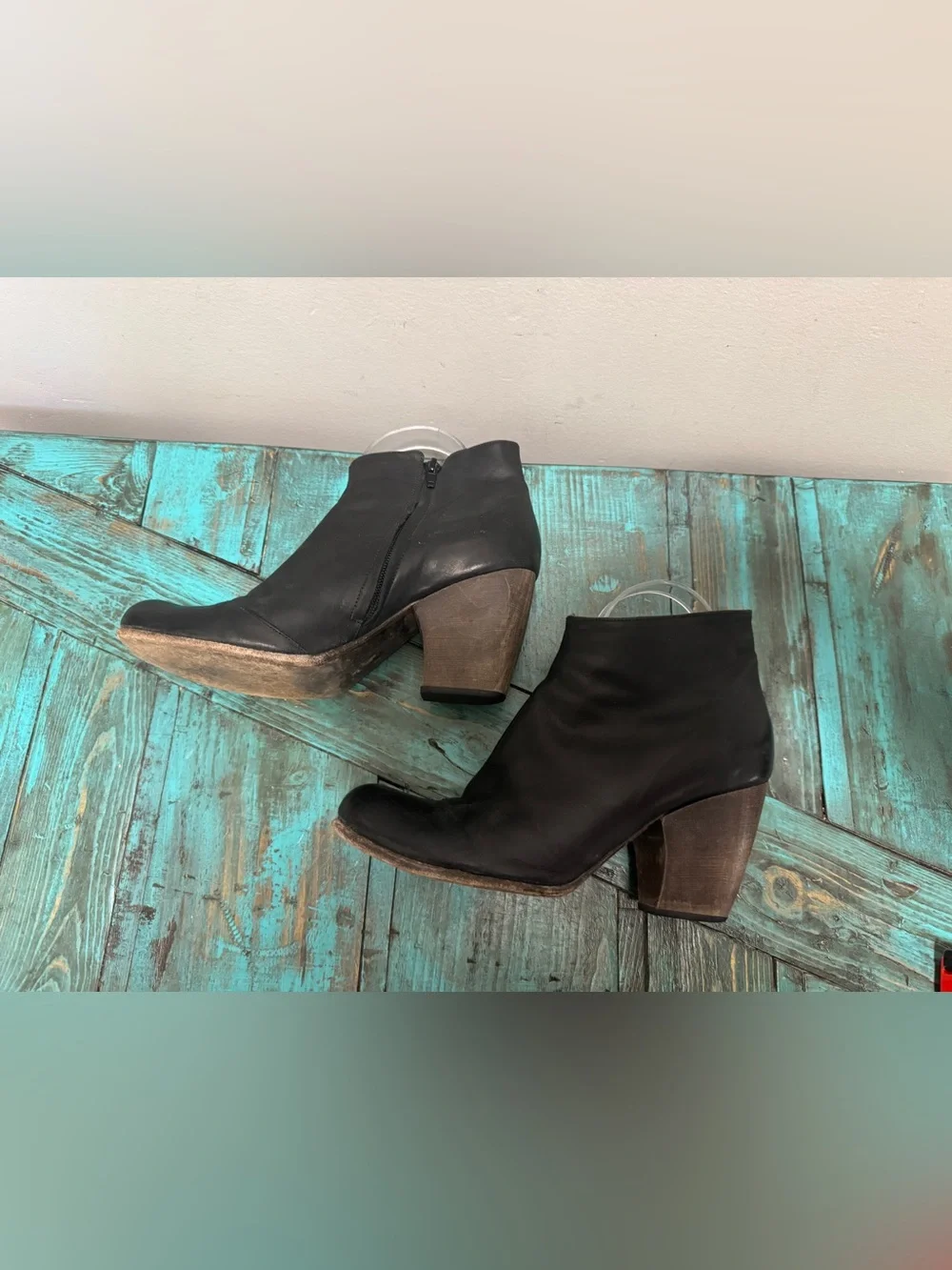 Coclico Black Leather Ankle Booties Block Heel Made in Spain Size 39 - Picture 5 of 14